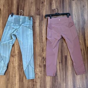 Lululemon Leggings 2 pairs, Women’s Size 8 Mauve/Teal Green